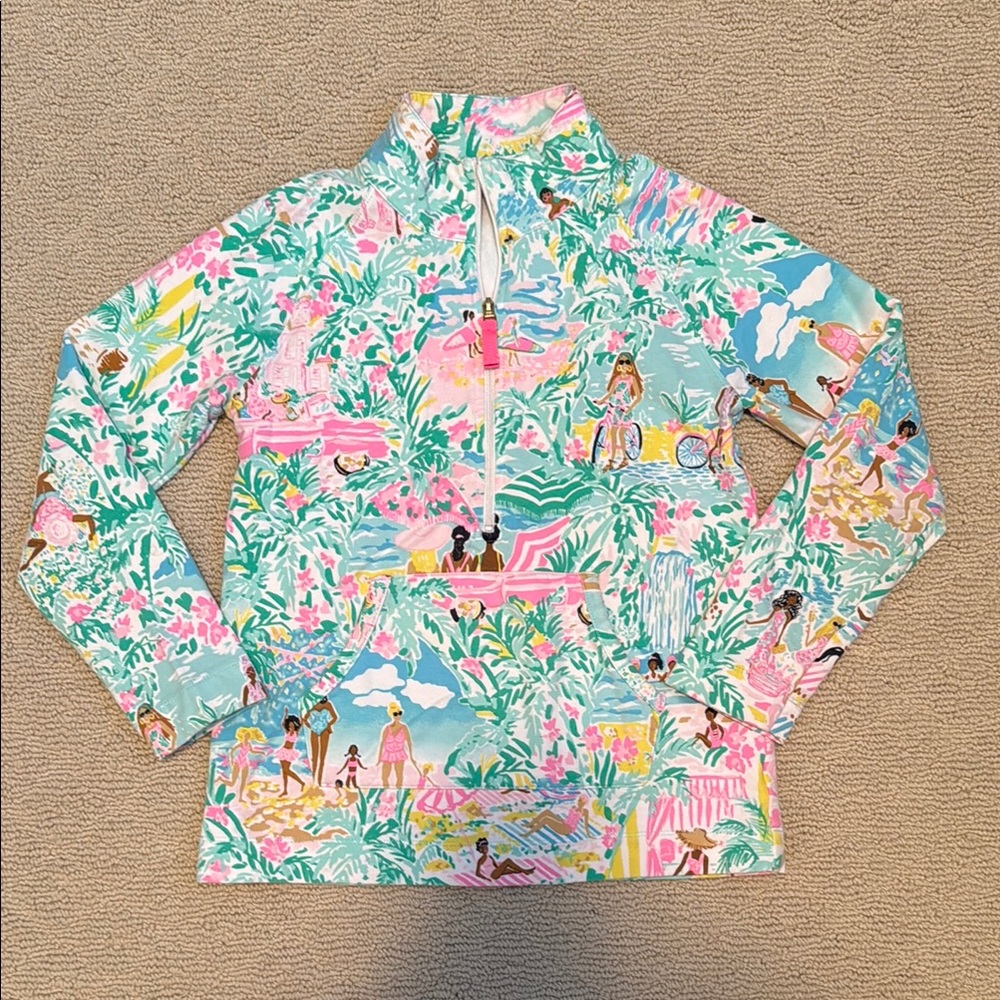 Lilly Pulitzer Girls size large long sleeve quarter zip cotton blend